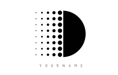 D Black Dotted Letter Logo Design. Dotted shape logotype.のイラスト素材