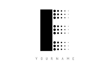 E Black Letter Logo with Dots. Dotted shape logotype.のイラスト素材