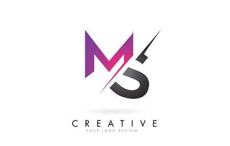 MS M S Letter Logo with Color block Design and Creative Cut. Creative logo design.のイラスト素材
