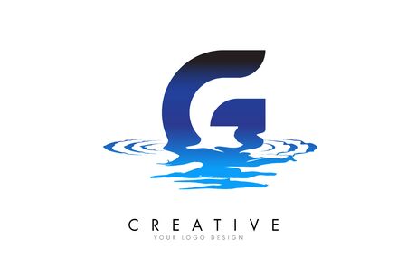 G Letter Logo Design with Water Effect and Deep Blue Gradient Vector Illustration. Template G-brand-name companies.のイラスト素材