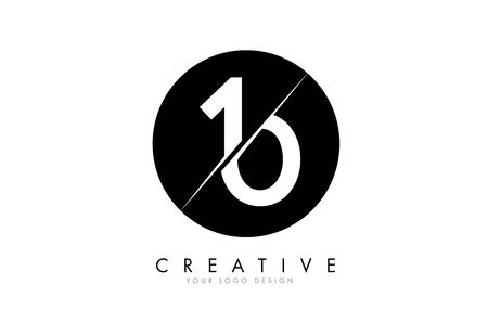10 1 0 Number Logo Design with a Creative Cut and Black Circle background. Creative logo design.のイラスト素材