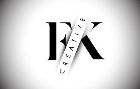 FK F K Letter Logo with Creative Shadow Cut and Over layered Text Vector Illustration Design.のイラスト素材