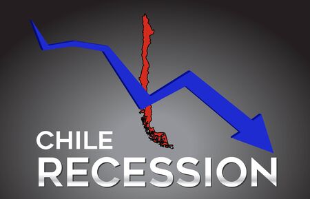 Map of Chile Recession Economic Crisis Creative Concept with Economic Crash Arrow Vector Illustration Design.のイラスト素材