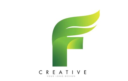 Letter F with eco leaf concept design vector illustration.のイラスト素材