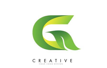 Letter G with eco leaf concept design vector illustration.のイラスト素材