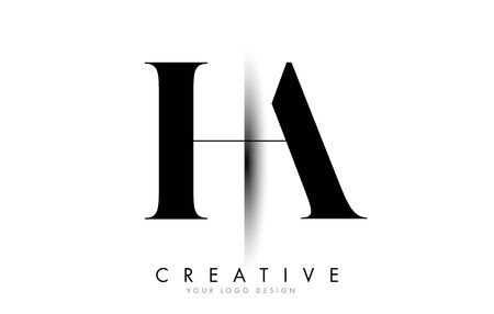 HA H A Letter Logo Design with Creative Shadow Cut Vector Illustration Design.のイラスト素材