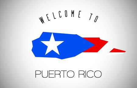 Puerto Rico Welcome to Text and Country flag inside Country Border Map. Puerto Rico map with national flag Vector Design Illustration.のイラスト素材