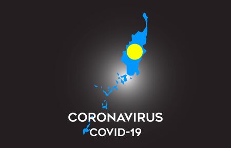 CoronaVirus in Palau and Country flag inside Country border Map Vector Design. Covid-19 with Palau map with national flag Vector Illustration.のイラスト素材