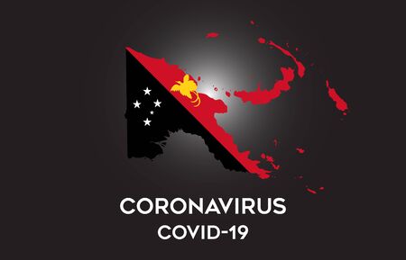 CoronaVirus in Papua New Guinea and Country flag inside Country border Map Vector Design. Covid-19 with Papua New Guinea map with national flag Vector Illustration.のイラスト素材