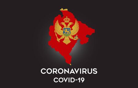 CoronaVirus in Montenegro and Country flag inside Country border Map Vector Design. Covid-19 with Montenegro map with national flag Vector Illustration.のイラスト素材