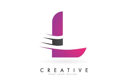 L Letter  with Pink and Grey Colorblock Design and Creative Cut. Creative  design.のイラスト素材