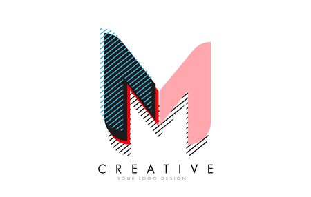 M Letter with an abstract Pop Art  Design. Colorful Retro Vector Illustration.のイラスト素材