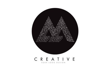 Sketched stylized Letters AA A with different white lines pattern design. Lace Effect Vector Illustration. Technology Connection Sign.のイラスト素材