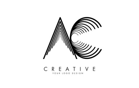 Infinity Motion Solution AC A C Letters Logo Design. Simple AC Icon with made of lines. Creative Stamp Vector Illustration with letters A and C.のイラスト素材