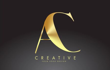 Golden Luxury AC A C Letters Logo Design Vector Illustration.のイラスト素材