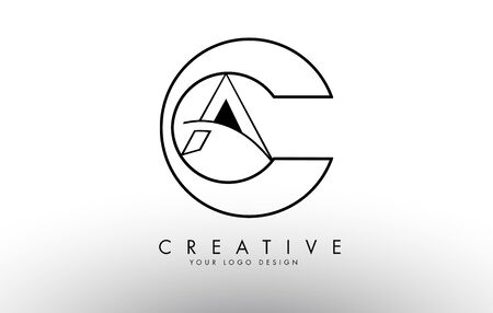 CA C A Letters Logo with Outline Monogram Design. Creative CA Letter Icon Vector Illustration.のイラスト素材