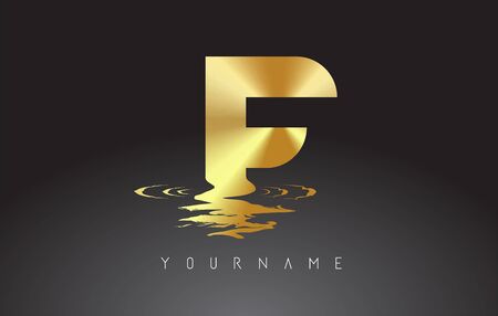 F Letter Logo Design with Water Effect Vector Illustration. Template F for brand-name companies.のイラスト素材