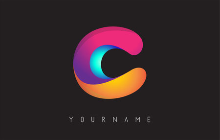 Letter C  with gradient color design. Business card templates. Colorful rounded vector illustration with C letter.のイラスト素材