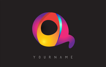 Letter Q  with gradient color design. Business card templates. Colorful rounded vector illustration with Q letter.のイラスト素材