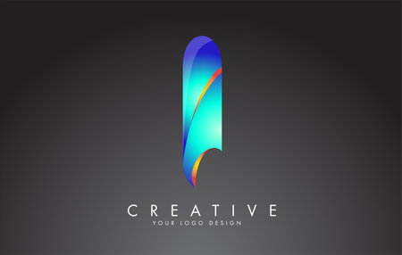 Colorful I letter  with carved effect. Rounded font style, vector design template elements for your name or corporate identity.のイラスト素材