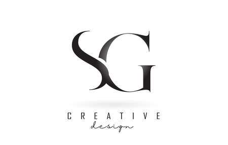 SG s g letter design logo logotype concept with serif font and elegant style. Vector illustration icon with letters S and G.のイラスト素材