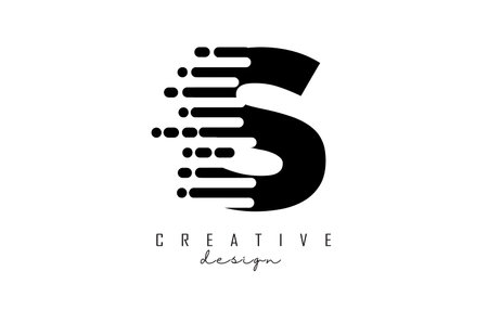 Geometric and dynamic letter S logo design with movement effect. Modern speed technology vector illustration concept.のイラスト素材