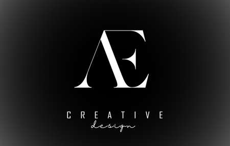 White AE a e letters design logotype concept with serif font and elegant style vector illustration. Vector illustration icon with letters A and E.のイラスト素材