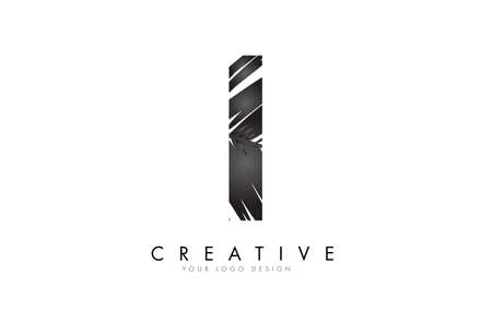 Black Leaf I letter design with palm tree leaf detail vector illustration. Creative and elegant icon.の写真素材