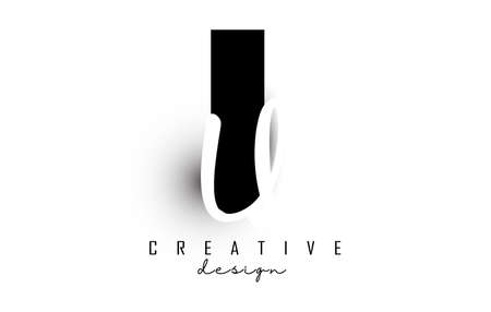 Letters IU logo with a minimalist design. Letters I and U with geometric and handwritten typography. Creative Vector Illustration with letters.のイラスト素材