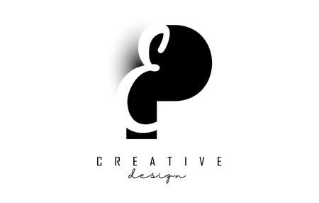 Letters PE logo with a minimalist design. Letters P and E with geometric and handwritten typography. Creative Vector Illustration with letters.のイラスト素材