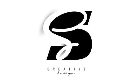 Letters Ss logo with a minimalist design. Letters S and s with geometric and handwritten typography. Creative Vector Illustration with letters.のイラスト素材