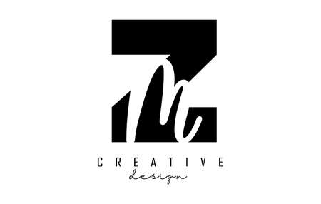 Letters ZM  with a minimalist design. Letters Z and m with geometric and handwritten typography. Creative Vector Illustration with letters.のイラスト素材