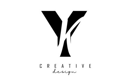 Letters YK  with a minimalist design. Letters Y and K with geometric and handwritten typography. Creative Vector Illustration with letters.のイラスト素材
