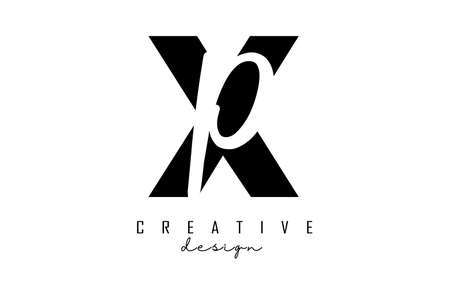 Letters XP  with a minimalist design. Letters X and P with geometric and handwritten typography. Creative Vector Illustration with letters.のイラスト素材