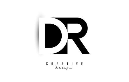 Letters DR Logo with black and white negative space design. Letters D and R with geometric typography. Creative Vector Illustration with letters.のイラスト素材