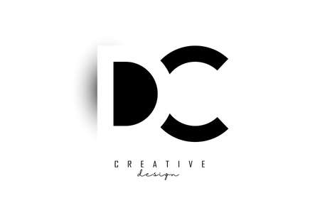 Letters DC Logo with black and white negative space design. Letters D and C with geometric typography. Creative Vector Illustration with letters.のイラスト素材
