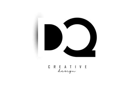 Letters DQ Logo with black and white negative space design. Letters D and Q with geometric typography. Creative Vector Illustration with letters.のイラスト素材