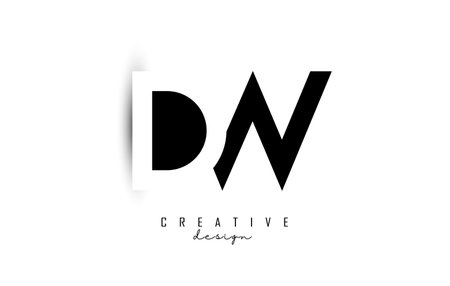 Letters DW Logo with black and white negative space design. Letters D and W with geometric typography. Creative Vector Illustration with letters.のイラスト素材