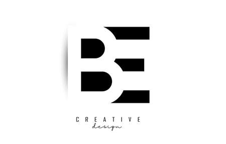 Letters Be Logo with black and white negative space design. Letters B and E with geometric typography. Creative Vector Illustration with letters.のイラスト素材