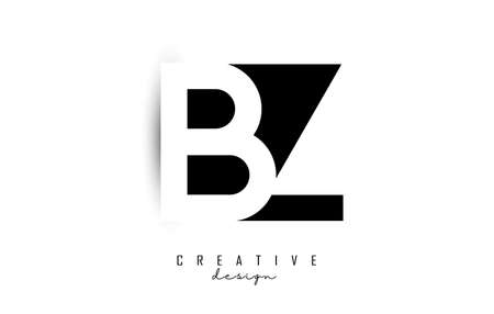 Letters BZ Logo with black and white negative space design. Letters B and Z with geometric typography. Creative Vector Illustration with letters.のイラスト素材