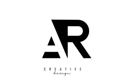 Letters AR Logo with black and white negative space design. Letters A and R with geometric typography. Creative Vector Illustration with letters.のイラスト素材