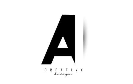 Letters AI Logo with black and white negative space design. Letters A and i with geometric and typography. Creative Vector Illustration with letters.のイラスト素材