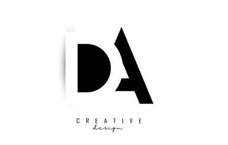 Letters AD Logo with black and white negative space design. Letters A and D with geometric and typography. Creative Vector Illustration with letters.のイラスト素材