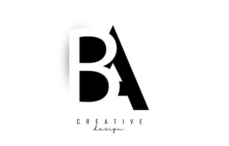 Letters AB Logo with black and white negative space design. Letters A and B with geometric and typography. Creative Vector Illustration with letters.のイラスト素材