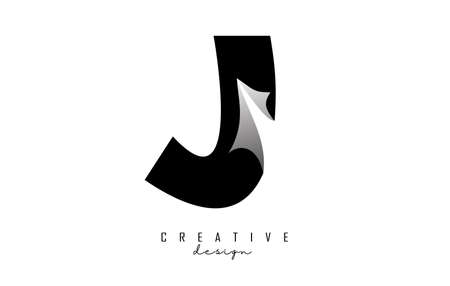Paper cut letter J. Vector Illustration with creative cut letter. Realistic papercut effect on white background.のイラスト素材
