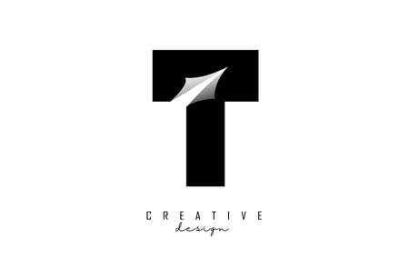 Paper cut letter T. Vector Illustration with creative cut letter. Realistic paper cut effect on white background.のイラスト素材