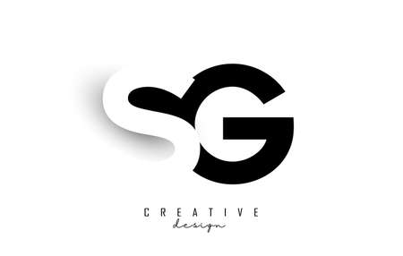 SG letters Logo with negative space design and shadow. Letter with geometric typography. Creative Vector Illustration with letters.のイラスト素材