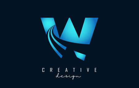 Creative letter W logo with leading lines and road concept design. Letter W with geometric design. Vector Illustration with letter and creative cuts and lines.のイラスト素材