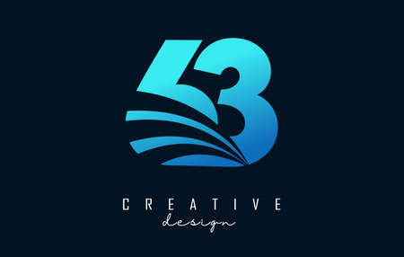 Creative number 63 logo with leading lines and road concept design. Number with geometric design. Vector Illustration with number and creative cuts.のイラスト素材