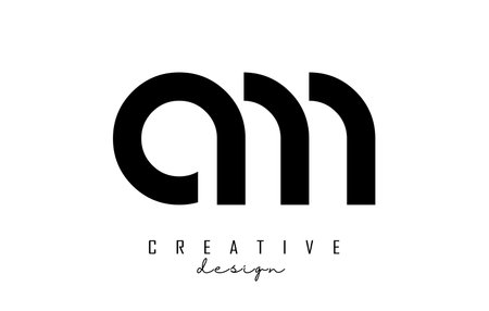 Small letters am a m logo with a minimalist design. Letters with elegant, simple and two letters design. Creative Vector Illustration with letters.のイラスト素材